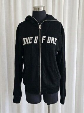 ONE OF ONE Black Zip-Up Hoodie - Small